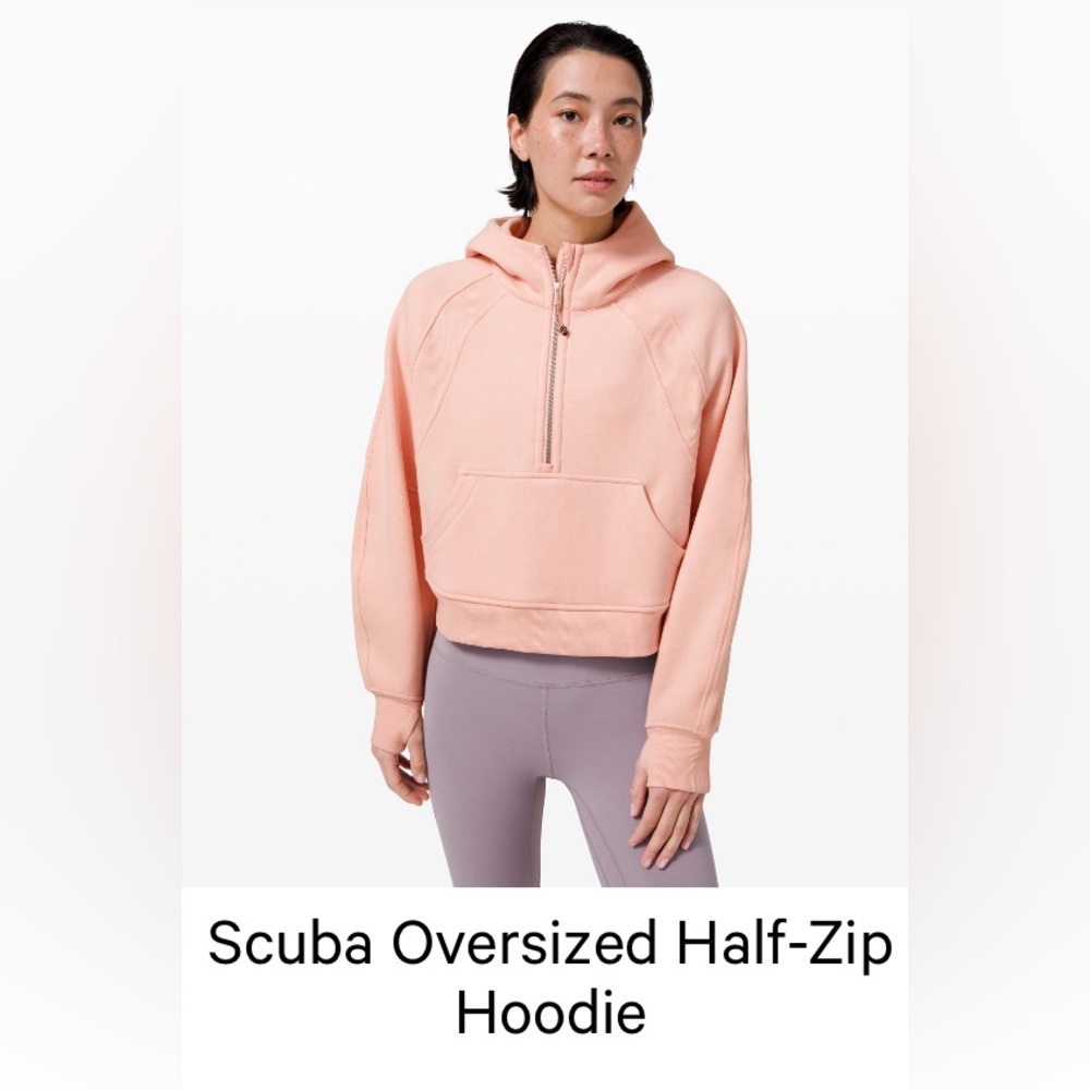 Scuba Oversized Half-Zip Hoodie in Peach